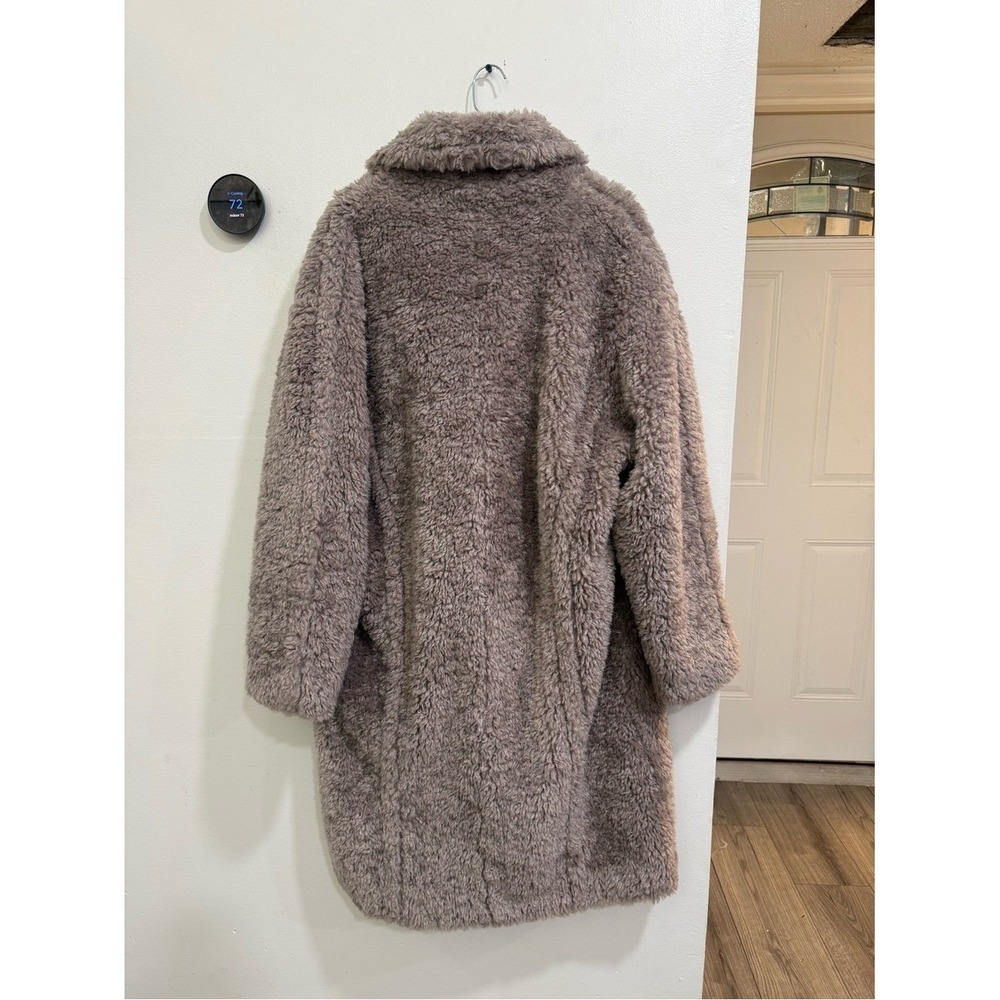 NWT Reiss Darla Faux Fur Coat in MINK NEUTRAL Sz L - Picture 7 of 12
